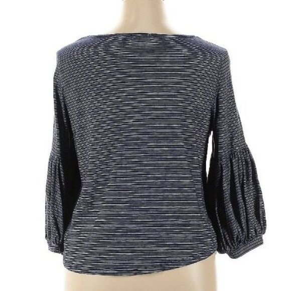 Falls Creek Blue Striped Bell Sleeve Top Women’s Large Scoop Neck Blouse - Picture 3 of 5